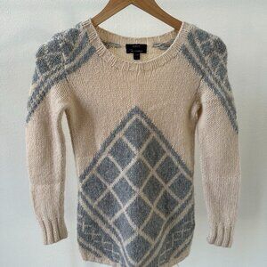 J.Crew Cashmere Wool Handknit Tile Pullover Sweater